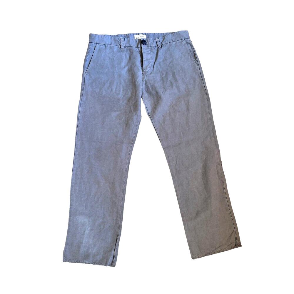 Nili Lotan Design Studio NY The Boyfriend Raw Hem Pants Size 8 Slate Grey